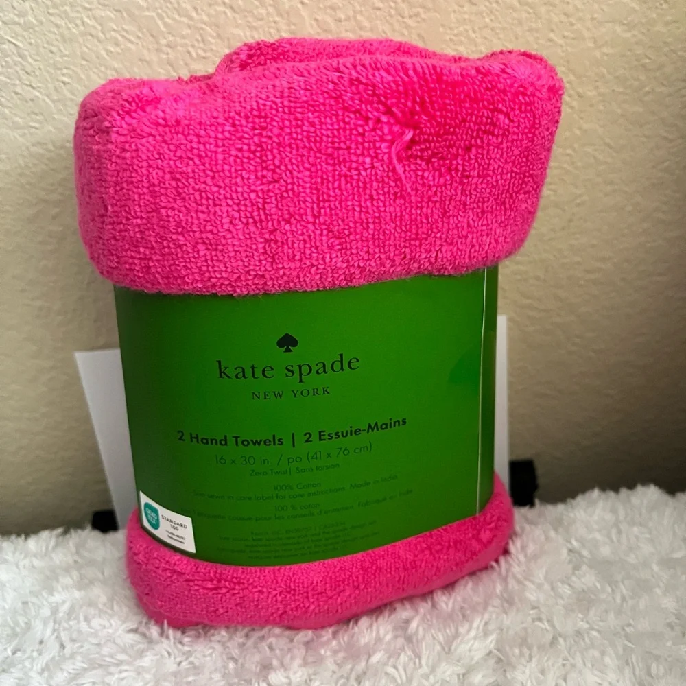 kate spade Barbie Pink Hand Towel Set of 2 NWT